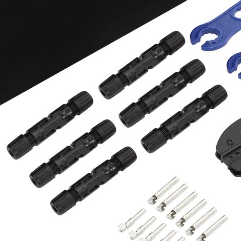 1 kit - 28 pièces - Pince à sertir - 6 connecteurs mâles/femelles - 1 paire de clés - pour câble photovoltaïque 2,5/4,0/6,0 mm² (1/5)
