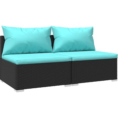 Maison Exclusive - 2-tlg. Garten-Lounge-Set mit Kissen Poly Ratta (1/5)
