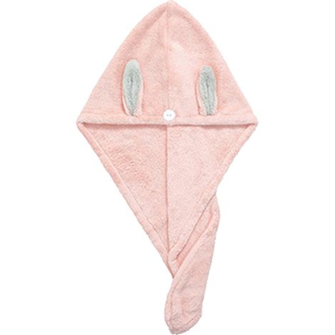 Serviette De Cheveux En Velours Corail Avec Oreilles De Lapin Pour Séchage Rapide Salle De Bain Maison Rose Clair (1/5)