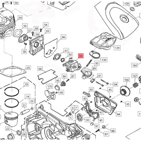 Carburador ORIGINAL BLUEBIRD para motosierra CS 590 CS590-93 (1/2)