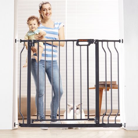 VEVOR Cancelletto di Sicurezza per Scale Porte Corridoi per Bambini Larghezza Espandibile 749-940 mm Altezza 762 mm, Cancello di Sicurezza Senza Forare Ampia Apertura a 180° Colore Nero