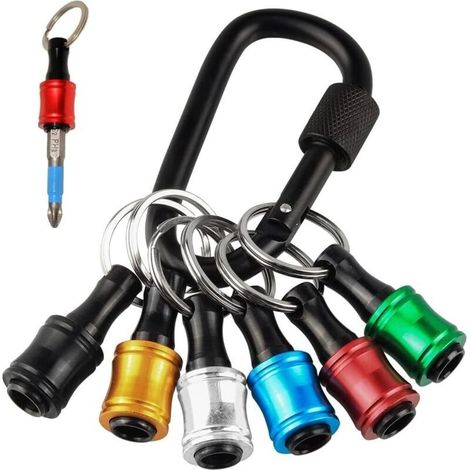 CSPARKV 6pcs Porte-embouts à Main de Tournevis à Hex, 1/4 Adaptateur de Vis à Main de Foret Barre d'extension Portable avec Porte-Clés pour Extension Rapide et Dégagement Poignée de Perceuse (1/5)