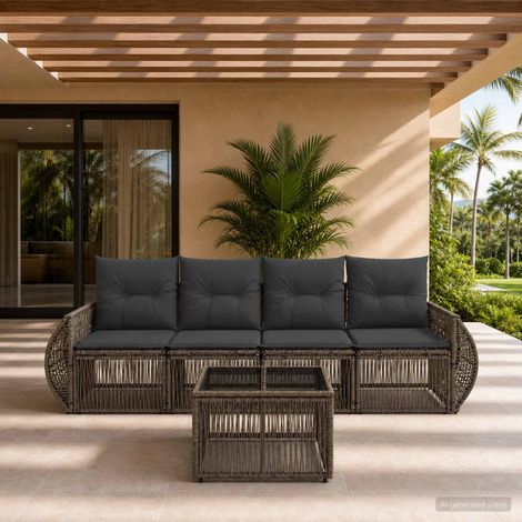 Set Divano da Giardino 5 pz Grigio e Grigio Scuro polyrattan vidaXL (1/5)