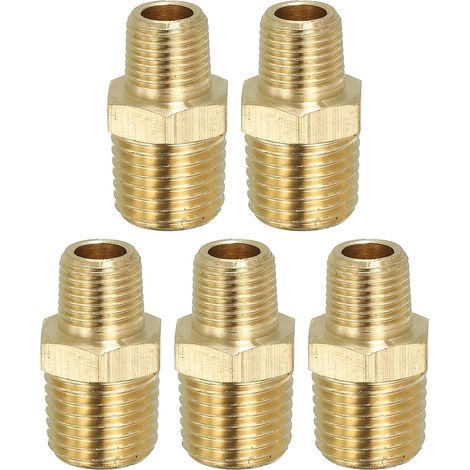 Raccord de Tuyau Hexagonal En Laiton Massif, Adaptateur Filetage, Lot 5, 1/4" Npt X 1/8" Npt, Connecteurs Ligne D'Eau Mâles - NPT x (1/5)