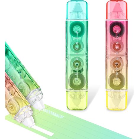 Ruban correcteur blanc, rouleau de ruban adhésif double face, ruban correcteur blanc mignon à séchage rapide en forme de stylo avec dérouleur permanent pour fournitures de bureau à domicile (1/5)