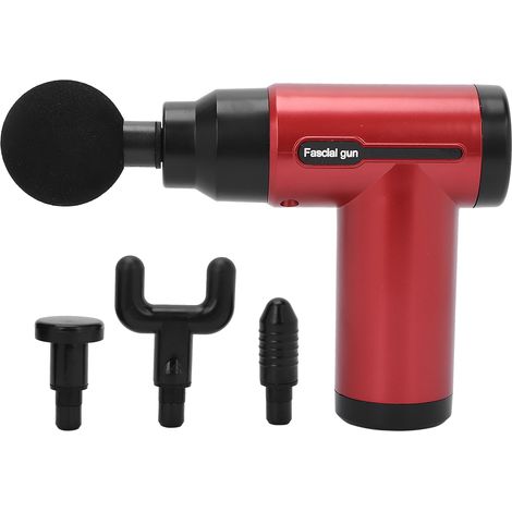 Pistolet de massage électrique à percussion pour tissus profonds, masseur portatif pour soulager les douleurs musculaires (rouge) (1/5)