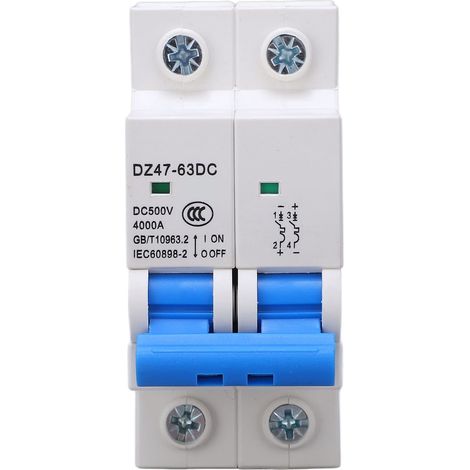 Disjoncteur à air Protection contre les surcharges DC Disjoncteur miniature Haute efficacité Fort contact sûr 500 V avec coque ignifuge pour système de grille de panneaux solaires 32A. (1/5)