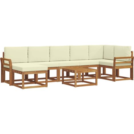 Conjunto de sofás de exterior con cojín 8 pcs Natural y Crema vidaXL (1/5)