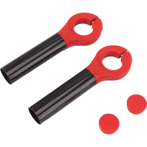 Paar Lenkerendkappen mit Schutz, Endkappen aus Carbonfaser für 22,2 mm Lenkerdurchmesser, Mountainbike, rot (1/5)