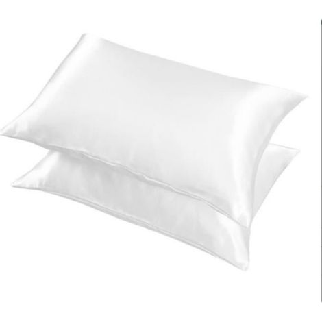 Lot de 2 Taies d'oreiller en Satin, Microfibre Housse d'oreiller Doux, Anti-acariens et Hypoallergénique - 51 x 76 cm - blanc (1/4)
