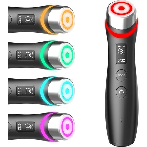 6-in-1 Beauty Device,  EMS Microcurrent Vibration Massager,  5-Color LED Skin Care,  for Facial Massage,  Skin Firming,  EMS Facial Microcurrent Lifting,  Black (1/5)