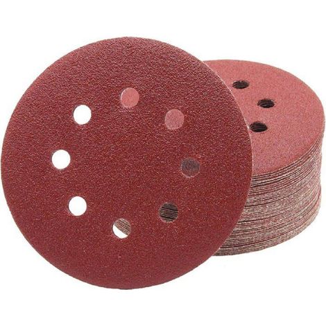 Disques abrasifs - - P80 - Lot 50 - Ø125 mm - 8 trous (1/4)