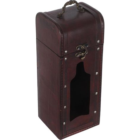 Coffret à Vin Décoratif en Bois Vintage pour 1 Bouteille Caisse à Vin Rouge en Bois Protection Intérieure Robuste pour Mariage Présent et Rangement Élégant de Bouteilles (1/5)