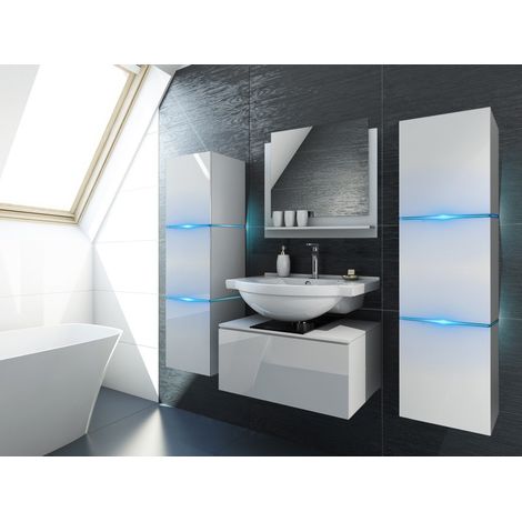 Set di mobili da bagno bianco collezione OWL. 2 colonne 37x110x35, mobile sotto lavabo