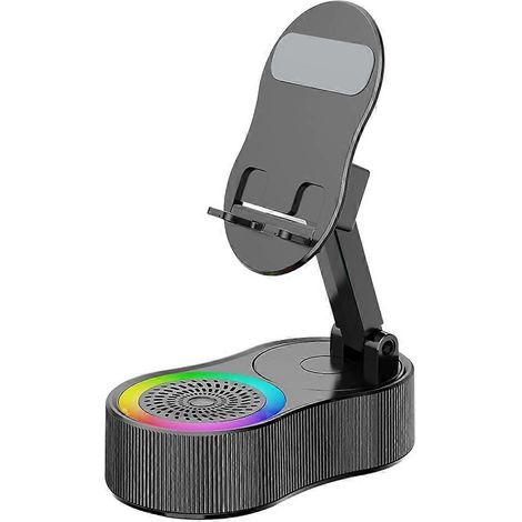Verbesserter, verstellbarer und tragbarer Handyhalter für den Schreibtisch mit integriertem RGB-Mikrofon und Lautsprecher, für Theke, Schminktisch, Nachttisch oder Auto. (1/5)