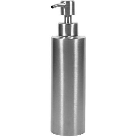 Distributeurs de Savon Lotion Liquide Acier Inoxydable 304 à Ressort Pompe Gel Douche Liquide Vaisselle Shampooing Huile 350ml pour Salle de Bain Cuisine Argent (1/4)