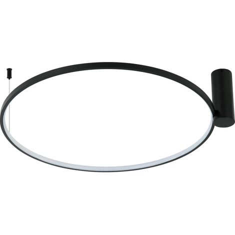 Plafonnier moderne pour salon ou salle à manger, LED 50 W à couleur variable, rond, Ø 90 cm, noir RING Light Prestige (1/5)