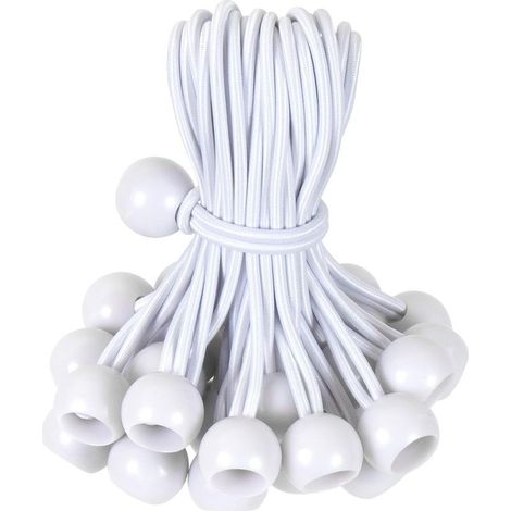 Cordon élastique à boule à bascule de 4 pouces, cordon élastique à boule blanche d'arrimage robuste pour auvents extérieurs, tentes, cargaisons, abris, tonnelles, protégé contre les UV (30 pièces)-INH (1/5)