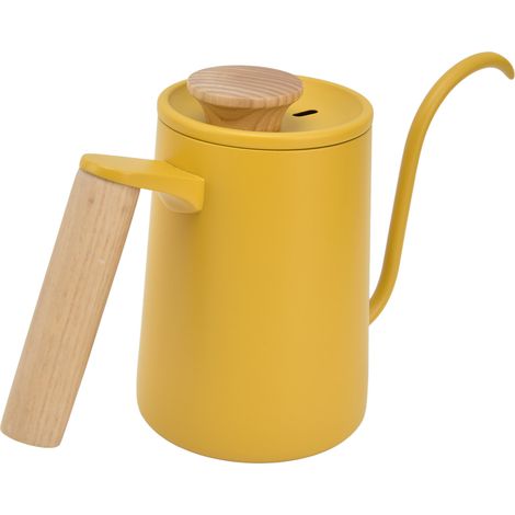 Verseuse à café goutte à goutte jaune (intérieur acier), bec col de cygne, 600ml, fine taille, filtre intégré (1/5)