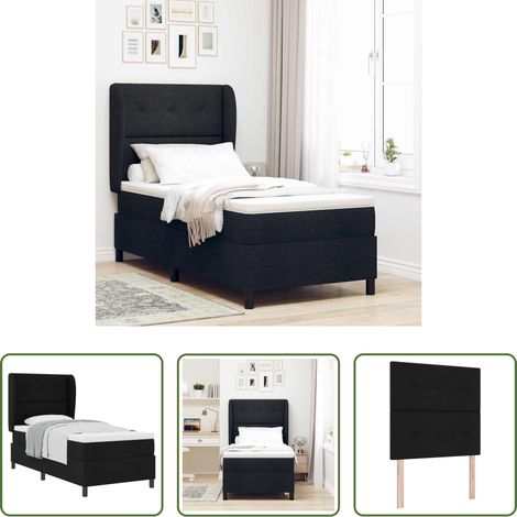 Matelas réglable - Lit à ressorts avec matelas Noir 80 x 200 cm tissu (1/5)
