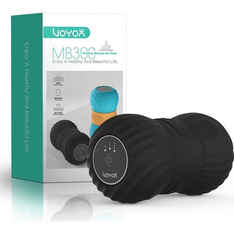 Boule de Massage Vibrante en Forme d'Arachide, Rouleau Électrique Relaxation Musculaire du Corps, avec 4 Modes, Pour le Yoga, le Fitness, la Relaxation Musculaire du Corps, MB300, Noir (1/5)