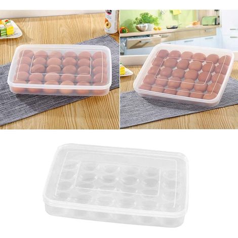 1 Boîte à œufs, Plastique PP, Transparent, 30 œufs, 34,5x26x4 cm, Réfrigérateur, Extérieur (1/5)