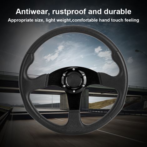 Volant sport de course en forme de disque de 14 pouces (350 mm de profondeur), à 6 boulons, pour modification de voiture, disponible en plusieurs couleurs, noir. (1/5)