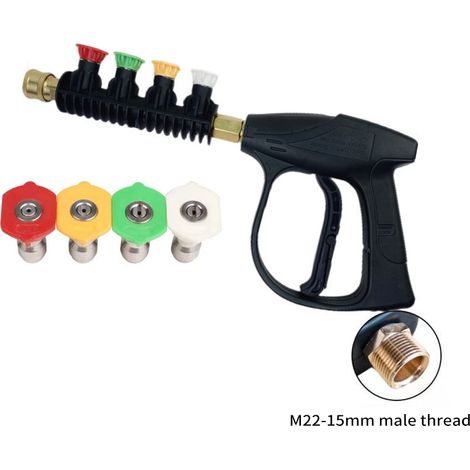 Pistolet de nettoyeur haute pression, pistolet électrique portatif avec buses 4 couleurs, raccord M22 15 mm (1/5)