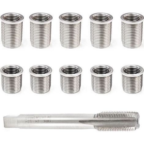 Outil de réparation de filetage de bougie d'allumage Boulon M10x1.0 + M12x1.0 Kit de matériel d'accessoires automatiques pour robinet