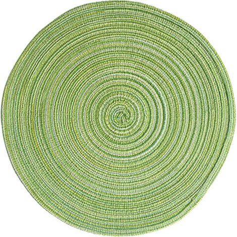 Lot de 4 sets de table ronds, coloris vert algue, diamètre 38 cm, décoration de table (1/5)