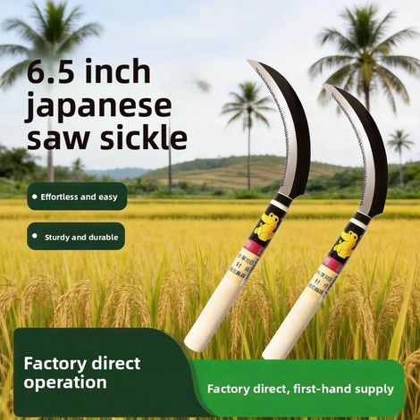 Faucille de jardinage agricole de 16,5 cm en acier au manganèse, à dents de scie, de fabrication japonaise haut de gamme, en peuplier, outil agricole herra (1/5)