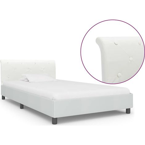 vidaXL Estructura de cama sin colchón cuero sintético blanco 90x200 cm (1/5)