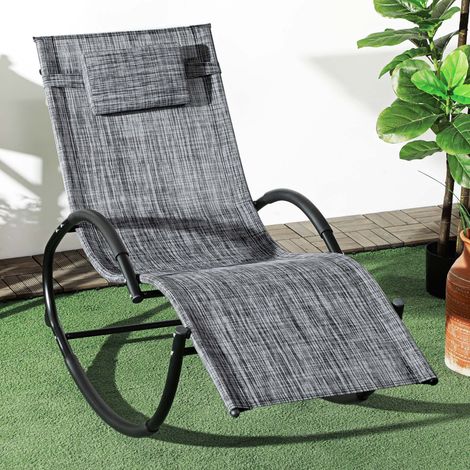 Chaise terrasse à bascule en apesanteur zéro apesanteur imperméable extérieur - Dimensions: 155x61x88 cm - Couleur: Gris (1/4)