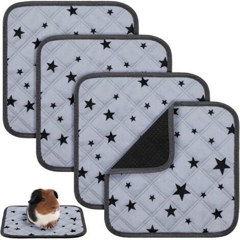 Tapis de cage réutilisables pour cobayes, en polaire absorbante, litière pour cobayes, antidérapants, lavables, tapis absorbants à motifs d'étoiles pour animaux (30 x 30 cm) (1/5)