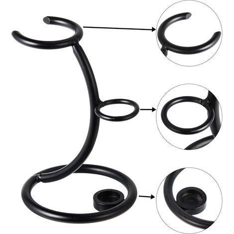 Elkuaie Porte-Rasoir - Porte-Blaireau de Rasage - Acier Inoxydable - 1 Pièce - Salle de Bain Noir (1/5)