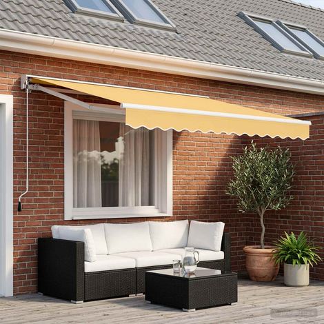 Auvent rétractable électrique mural pour terrasse et jardin polyester sable 4,5 x 3,5 m - PANGIVO (1/4)