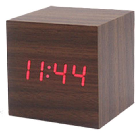 Réveil numérique, affichage électronique de l'heure par LED, double alarme, mini-horloge électrique cubique en bois, style 4 (1/5)