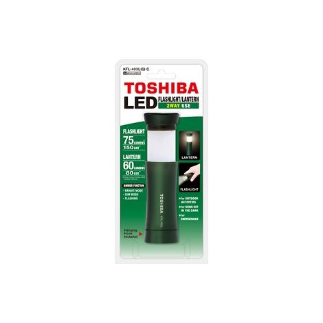 LINTERNA TOSHIBA DOBLE - LATERAL Y FRONTAL 75+60LM MODO FLASH, DIM Y BRILLANTE - VERDE