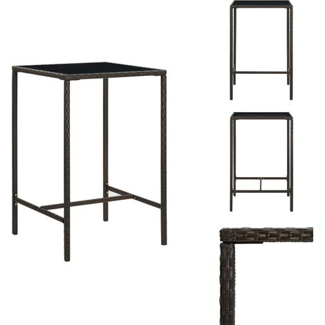 Table de bar de jardin Marron 70x70x110 cm Résine tressée verre - Table De Jardin - Table De Bar - Mobilier De Jardin - Table En Résine Tressée - Table Avec Verre Trempé (1/5)