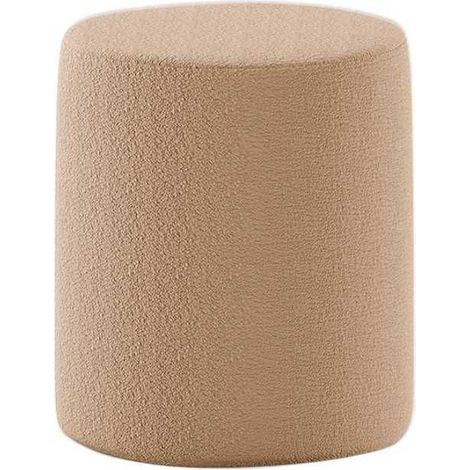 Pouf Rond 41cm Tissu Bouclé Brun - CONNIE (1/3)