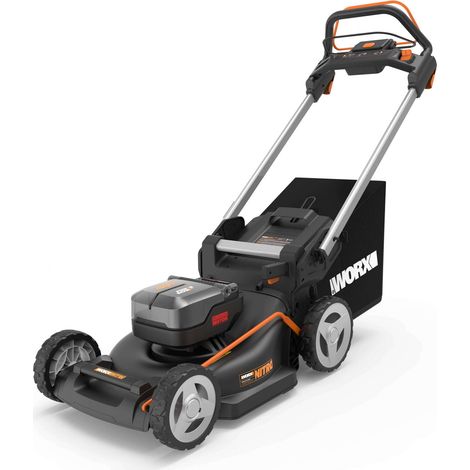 Worx – Tondeuse sans fil 46cm 20V – Moteur adaptatif pour herbe dense – Guidon rabattable pour rangement compact – Compatible PowerShare 20V