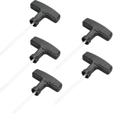 Corde de démarrage pour tondeuse à gazon (5 pièces) : poignée blanche de 125 cm, poignée noire. Convient aux tondeuses à gazon à essence et aux générateurs. (1/5)