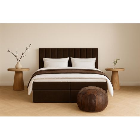 NINE -- Boxspringbett CHOCOLATE 180x200 Bett mit Bettkasten und eingebauter Matratze + Topper Velour Samtstoff Velvett ohne Beine (1/5)