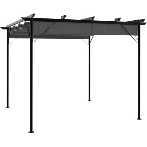 vidaXL Pergola con Tetto Retrattile Antracite 3x3m in Acciaio 180 g/m²