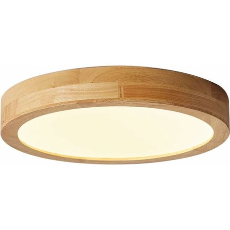 Plafonnier LED - Bois - 20 cm - 3000 K - Pour Salon Chambre Cuisine Salle À Manger Couloir - 1 Pièce