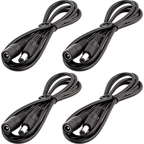 4 Stück 1 m DC 12 V Verlängerungskabel, DC-Stecker 5,5 mm x 2,1 mm, DC 0–36 V Netzkabel, Stecker auf Buchse, Verlängerungskabel für Automonitor, CCTV-Kamera, LED-Streifen, Schwarz (1/3)