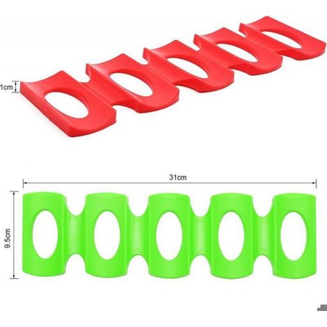 Empileur bouteilles/canettes frigo – Silicone antidérapant, pliable, 2 pièces (rouge/vert) (1/5)