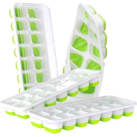 Bac À Glaçons - Silicone TPE Et PP - Avec Couvercle Amovible - Pour Cocktails Et Boissons Fraîches - Lot De 4 Pièces (1/3)