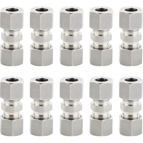 10 Pièces Jonction à Compression en Laiton Pour Tube Cuivre, Raccord de Compression Droit Pour Tuyau de Frein, Raccords Conduite Pour Système de Freinage Automobile (1/5)