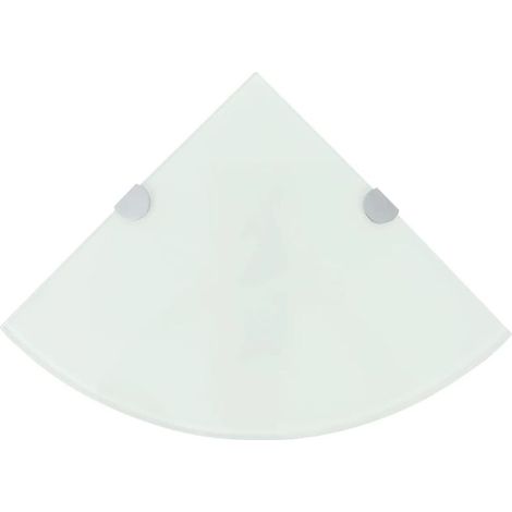Étagère d'angle avec supports chromés, verre, blanc, 35 x 35 cm (1/5)
